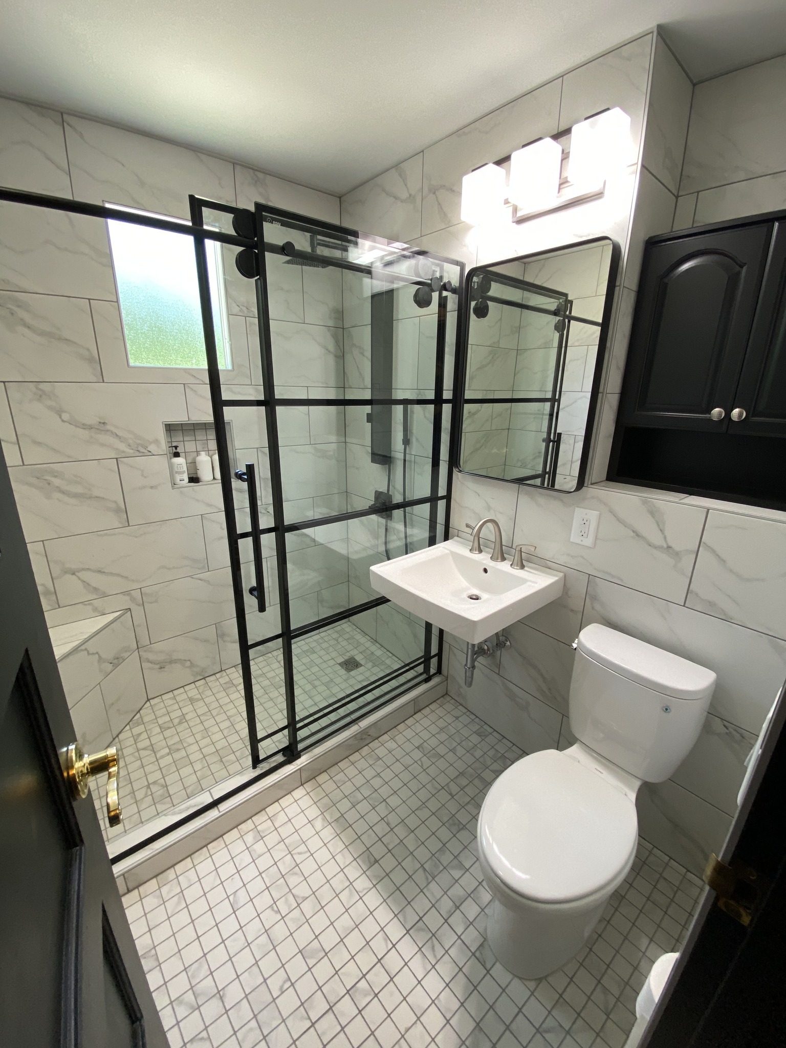 Custom tile work in a bathroom remodel, Wichita, Kansas