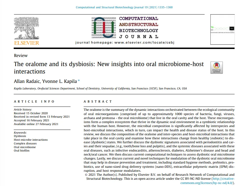 The Oralome And Its Dysbiosis - New Insights Into Oral Microbiome-Host Interactions