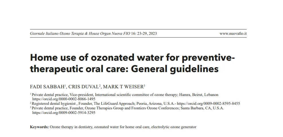Home use of ozonated water for preventivetherapeutic oral care: General guidelines