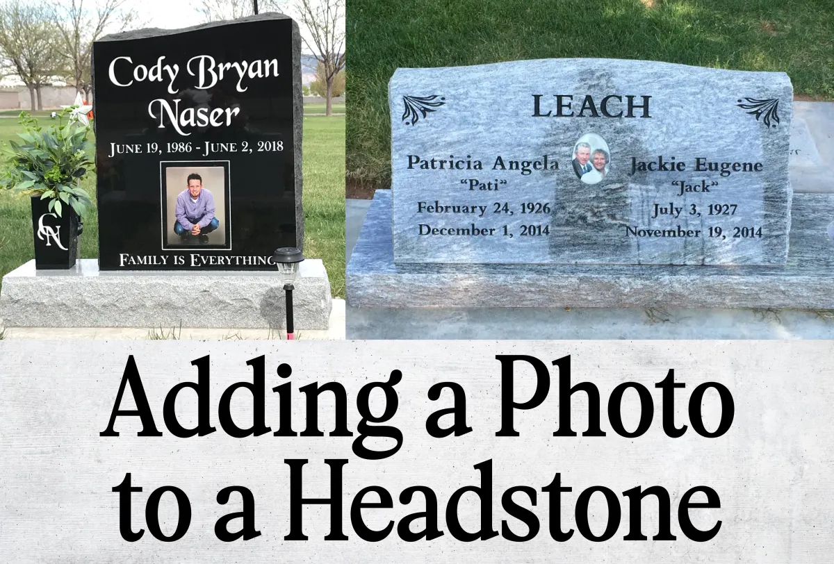 Two headstones with photos on them