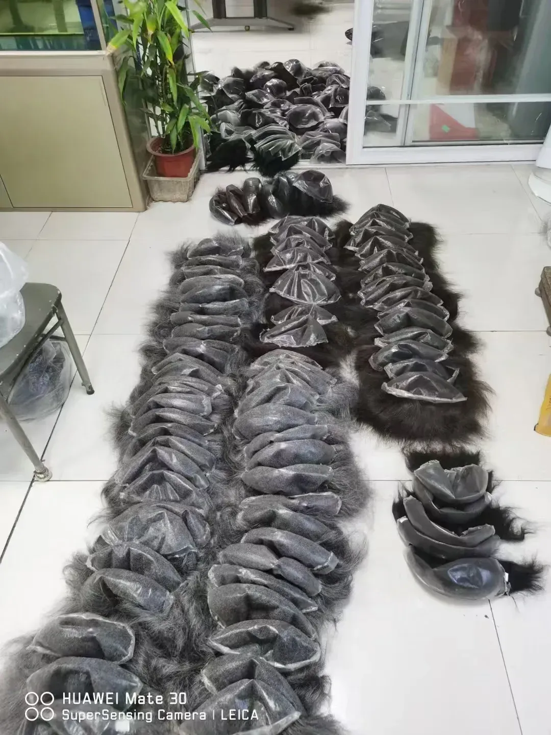 Raw human hair bundles prepared at HairWigsKing factory