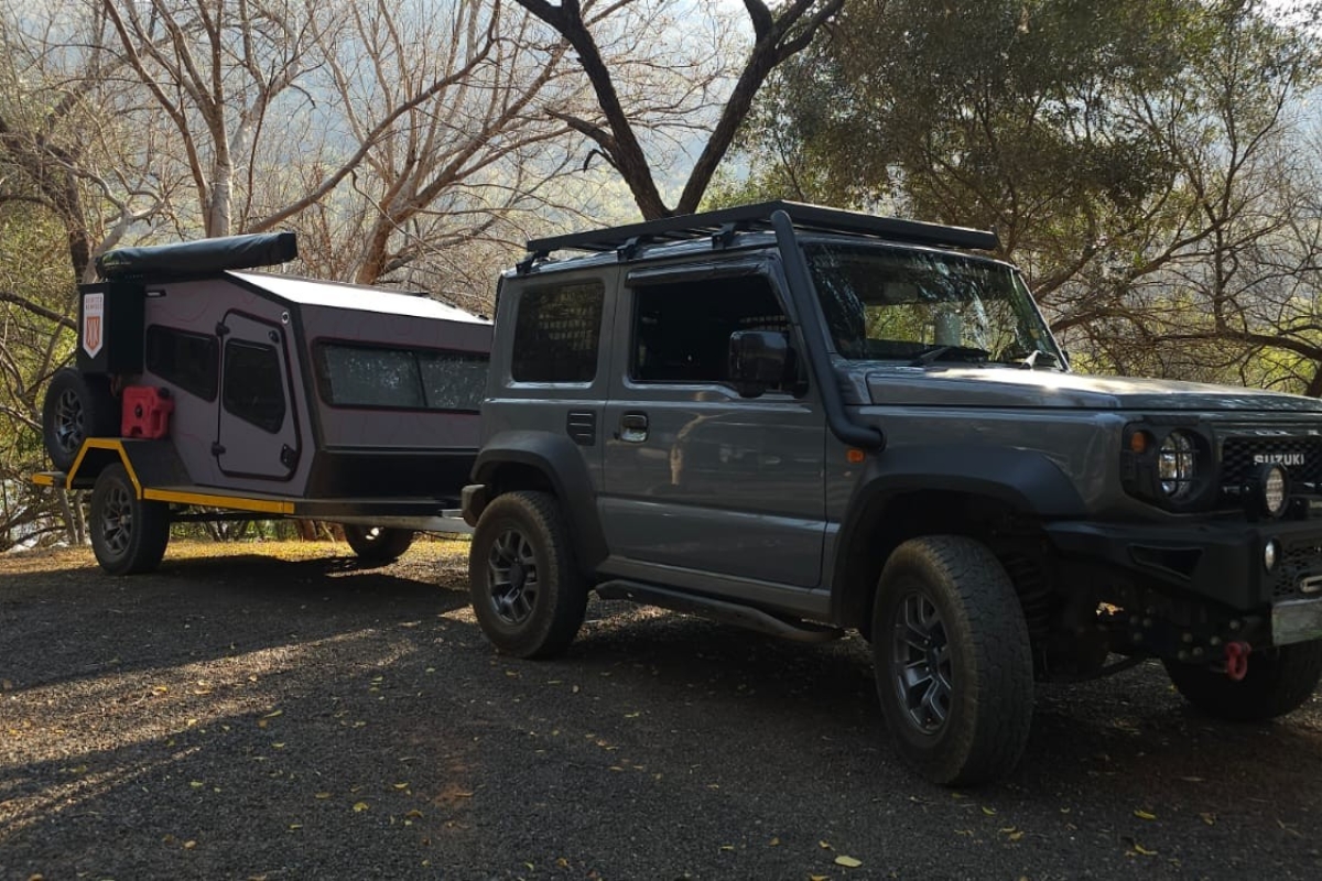 KK3 stands proud, hitched to his owner’s Jimny, ready to embark on his very first adventure