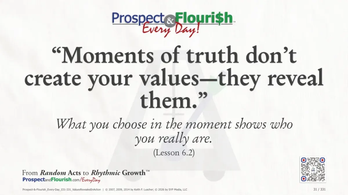 “Moments of truth don’t create your values—they reveal them.”