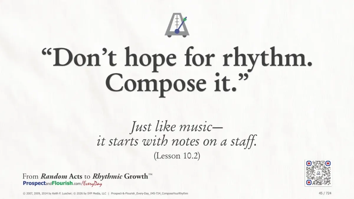 “Don’t hope for rhythm. Compose it.”