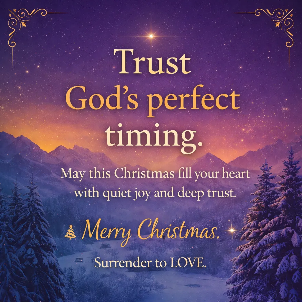 God’s timing is perfect. I release urgency, trust Divine Design, and rest in faith this Christmas.