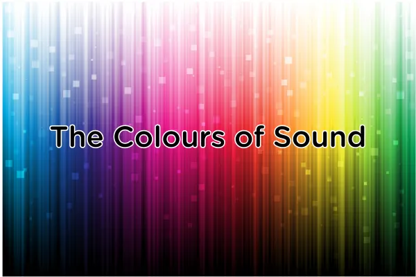 A Spectrum of pixelated colour creates the background to the title card. The bottom fades to black and the top to white.