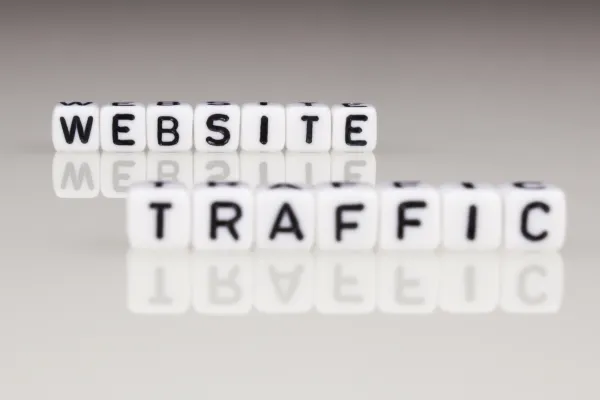 white blocks spelling website traffic on desk