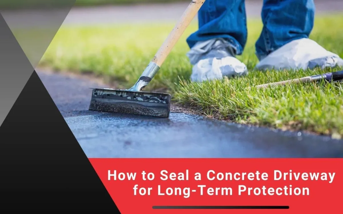 Professional sealing a concrete driveway in Omaha