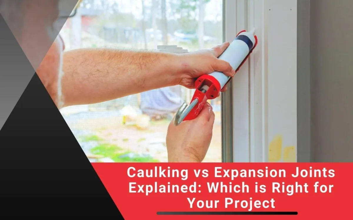 Contractor applying caulking on concrete joints