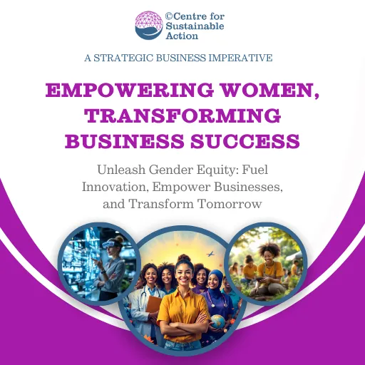 Cover image showing empowerment of women in sustainable business practices with diverse leadership roles