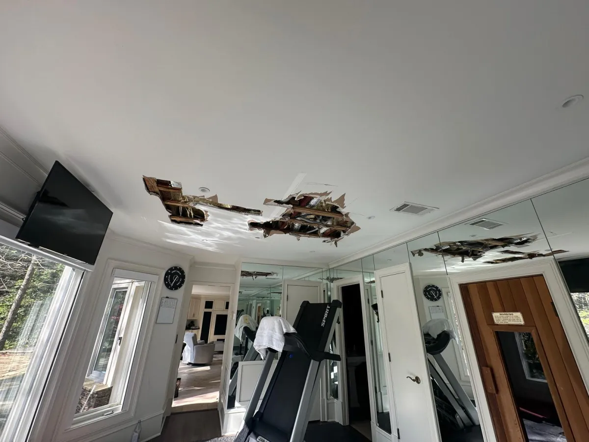 Ceiling with holes from water damage