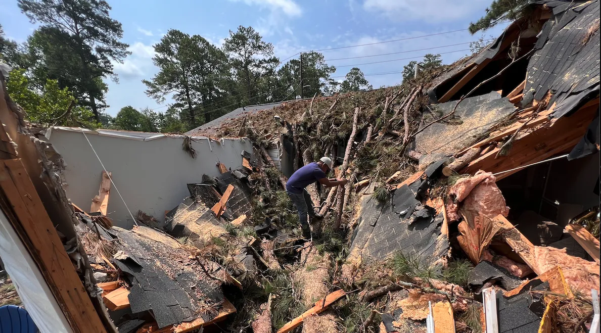 Tree fell in to house. Its destroyed