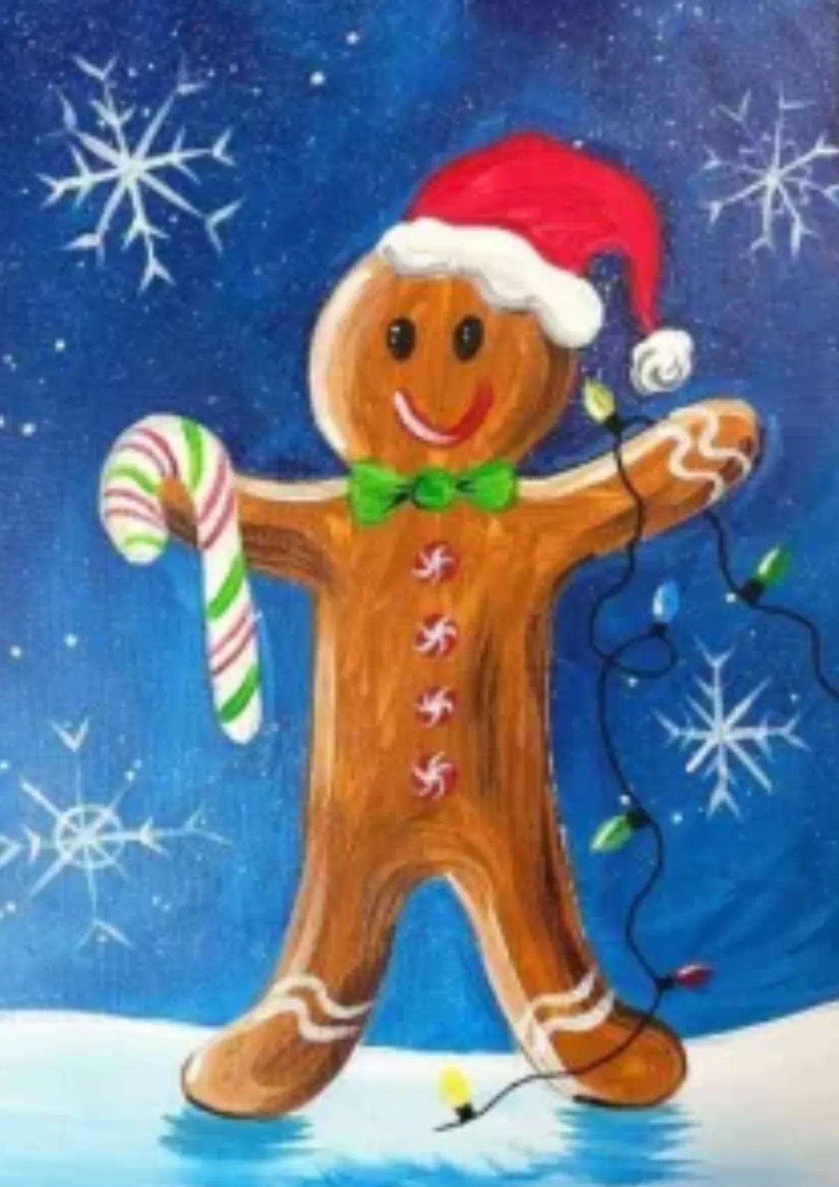 Festive gingerbread man in red hot chocolate mug with candy cane and marshmallows – Christmas craft party Hull
