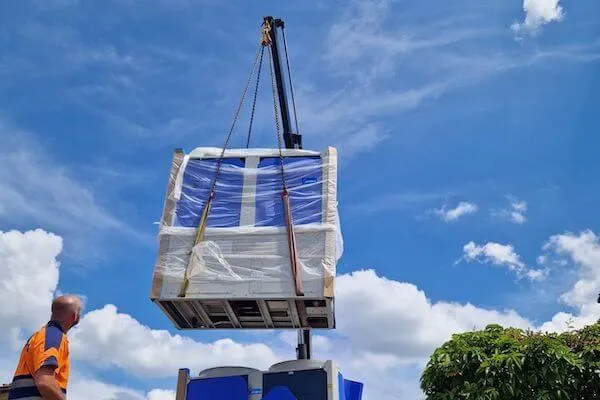 ASHP been craned onto site.