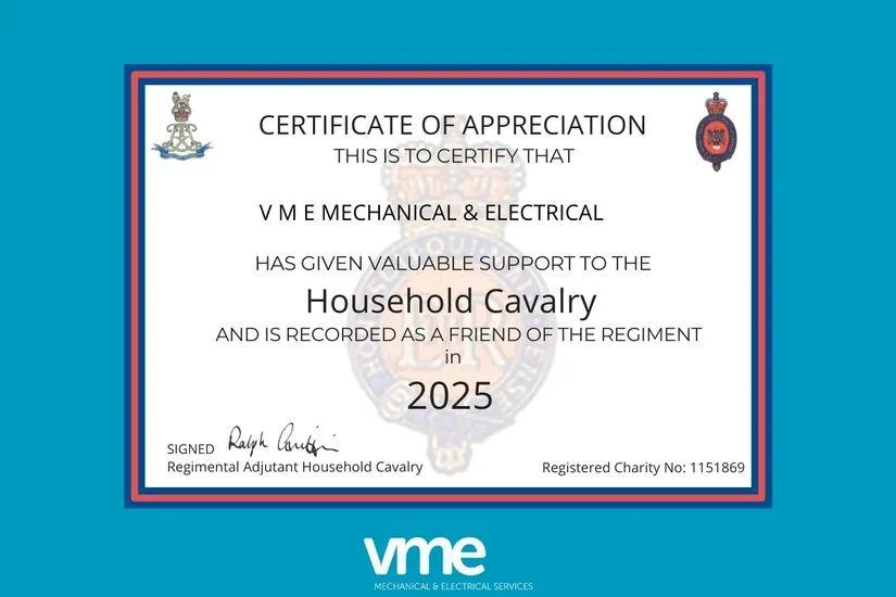 Certificate of appreciation from Regiment Support Service