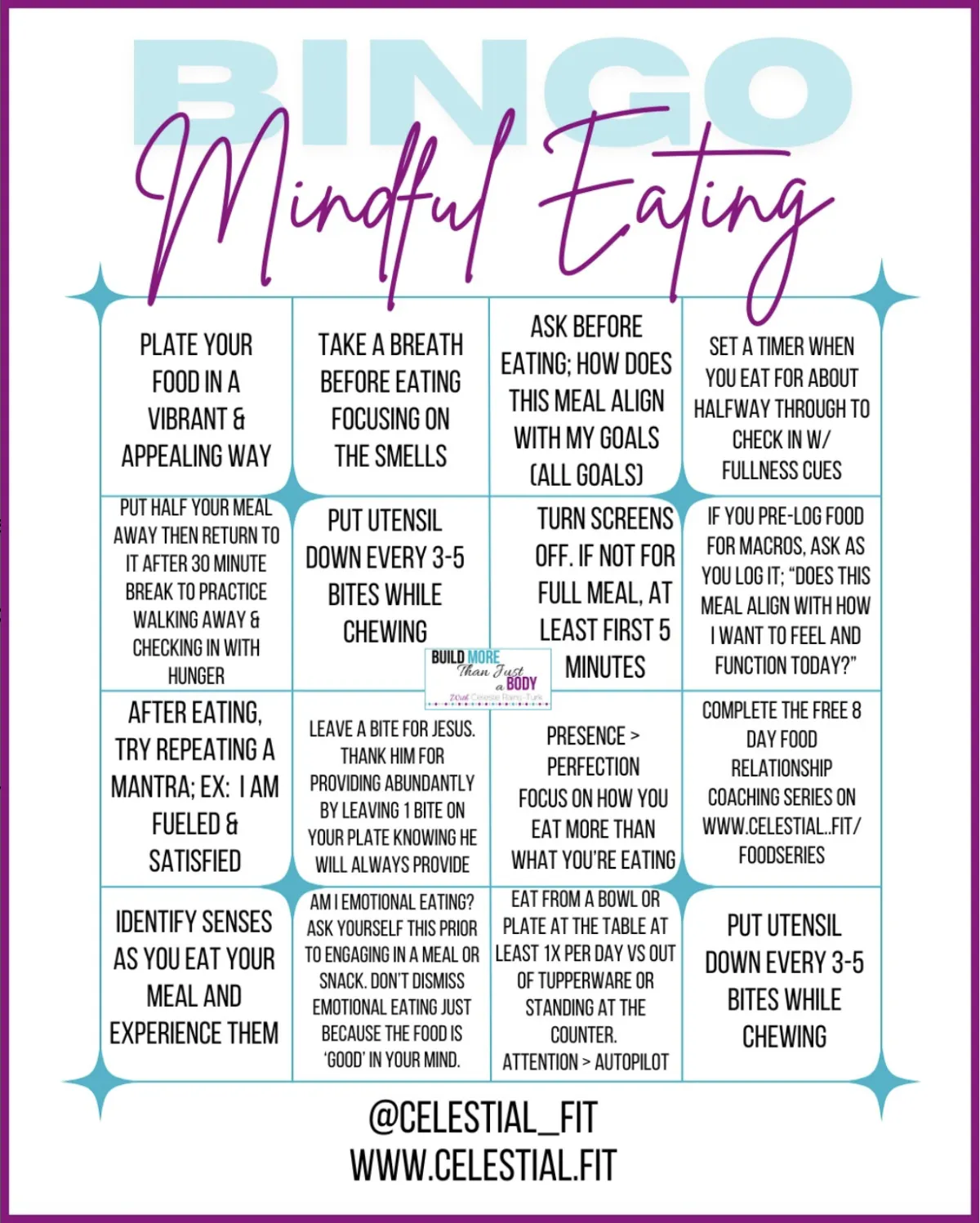 mindful eating bingo