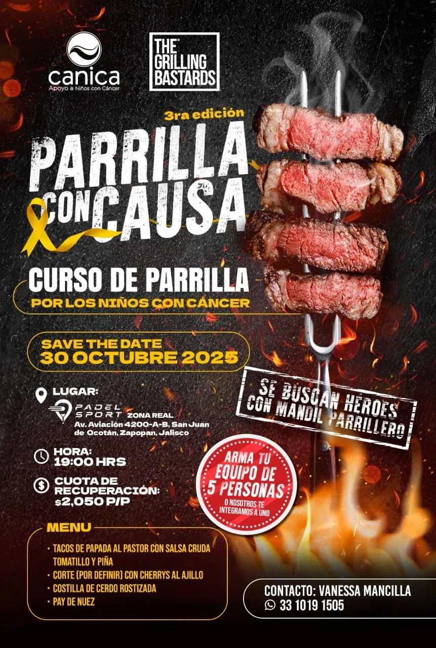 Brochetas asadas sobre fuego, evento solidario de parrillada en Zapopan por CANICA.