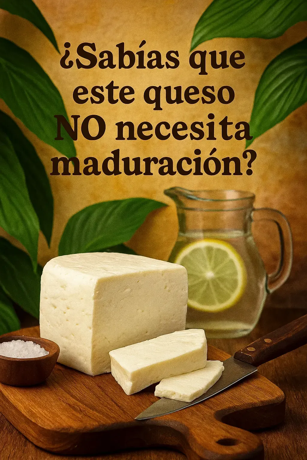 Bloque de queso criollo sobre mesa de madera con curiosa etiqueta misteriosa