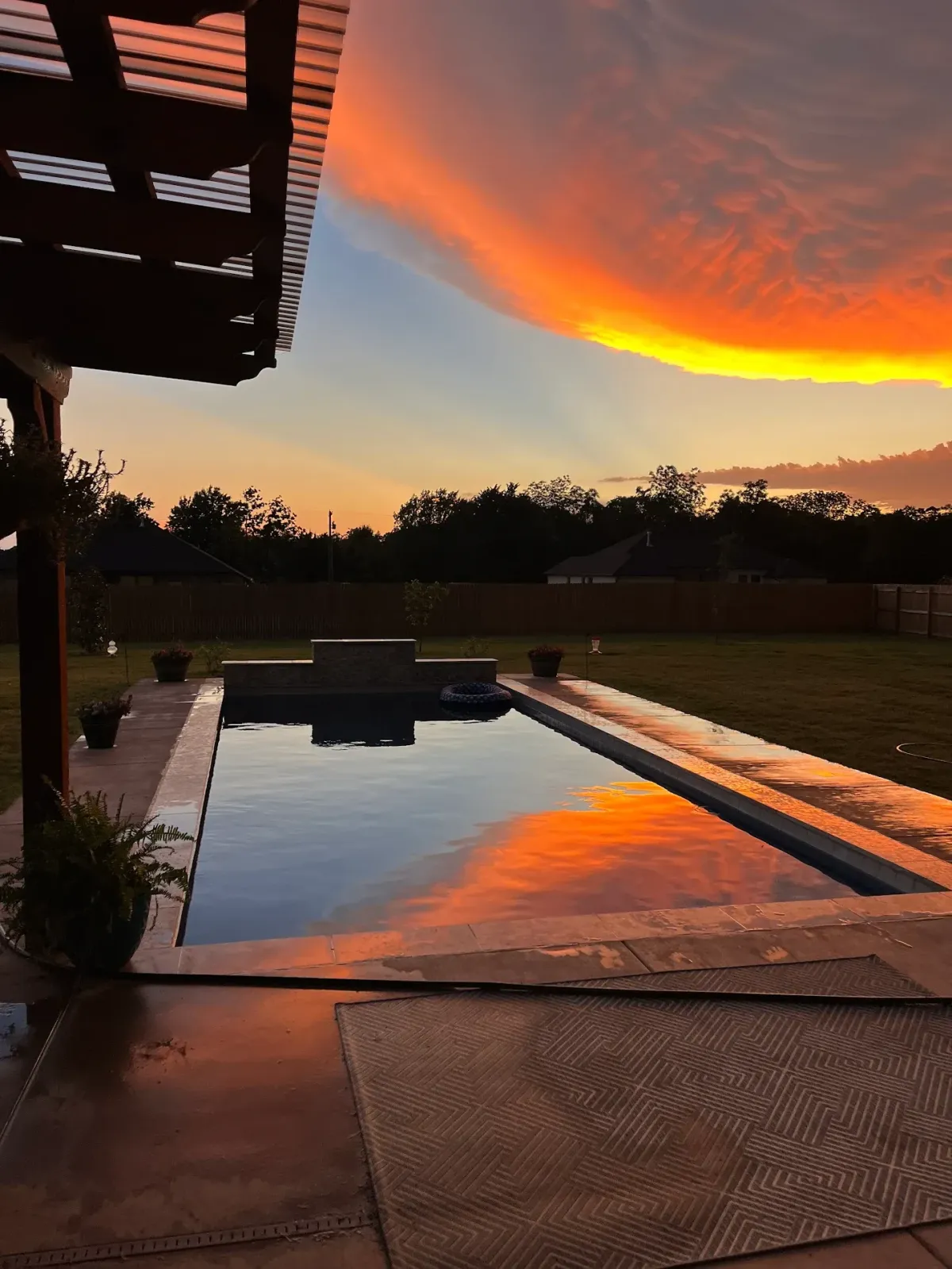 Fiberglass Pool with Waterfall in Oklahoma City