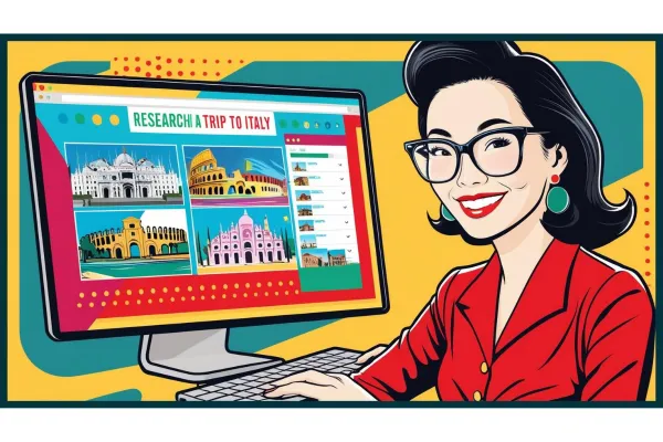 Traveller researching Italy