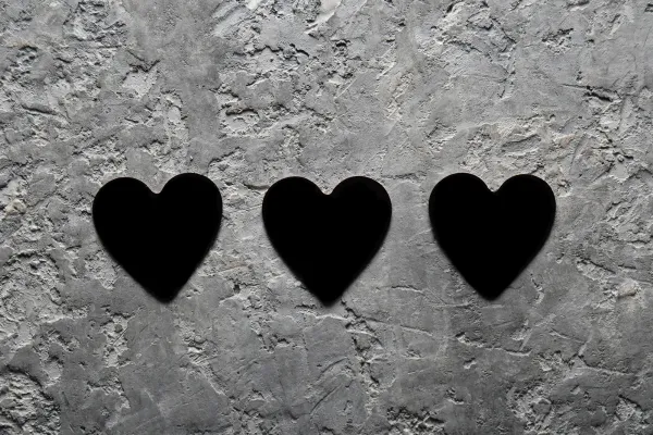 black hearts on concrete