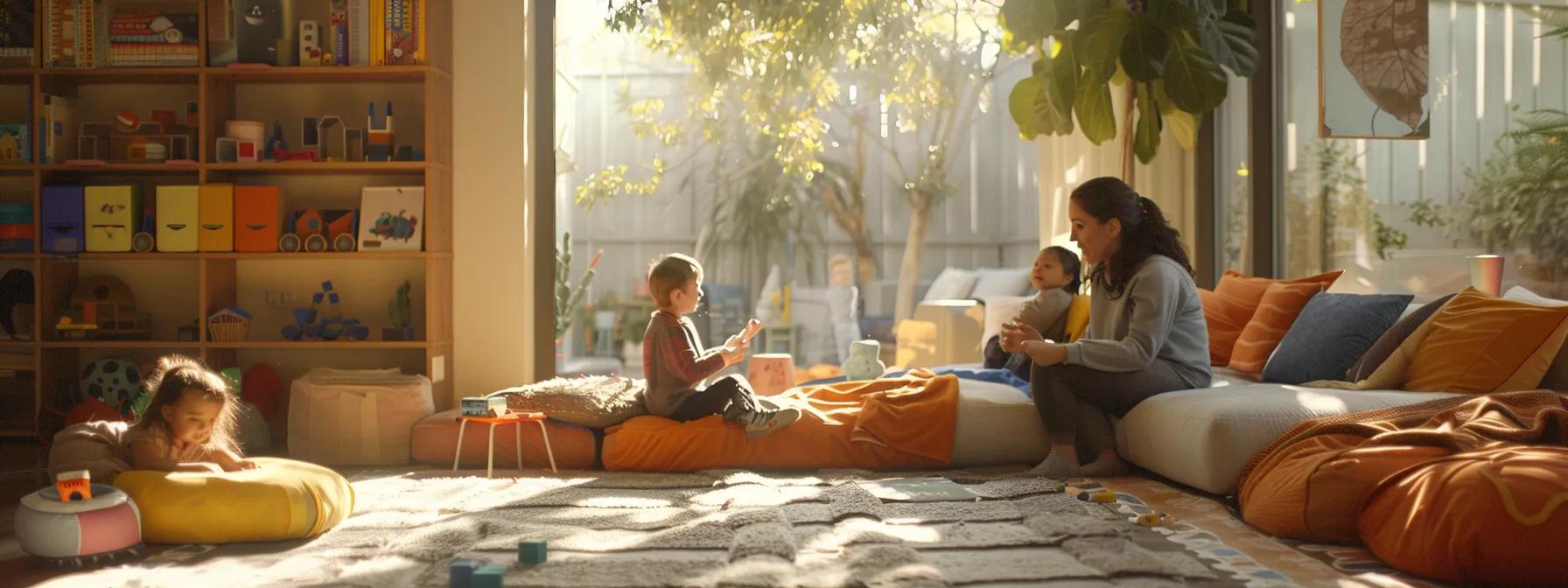 mother talking to her children