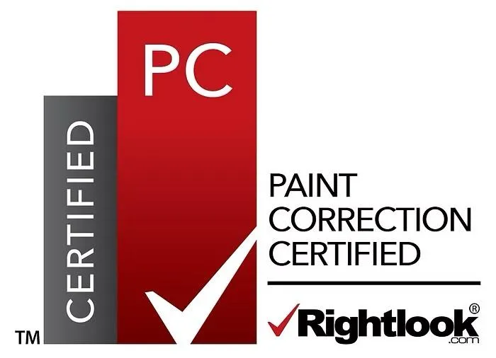 Rightlook Paint Correction Certified badge, signifying professional certification in advanced automotive paint correction techniques.