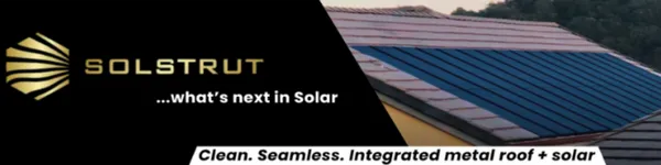 Flush-mounted architectural solar panels integrated into a modern roof using Solstrut system