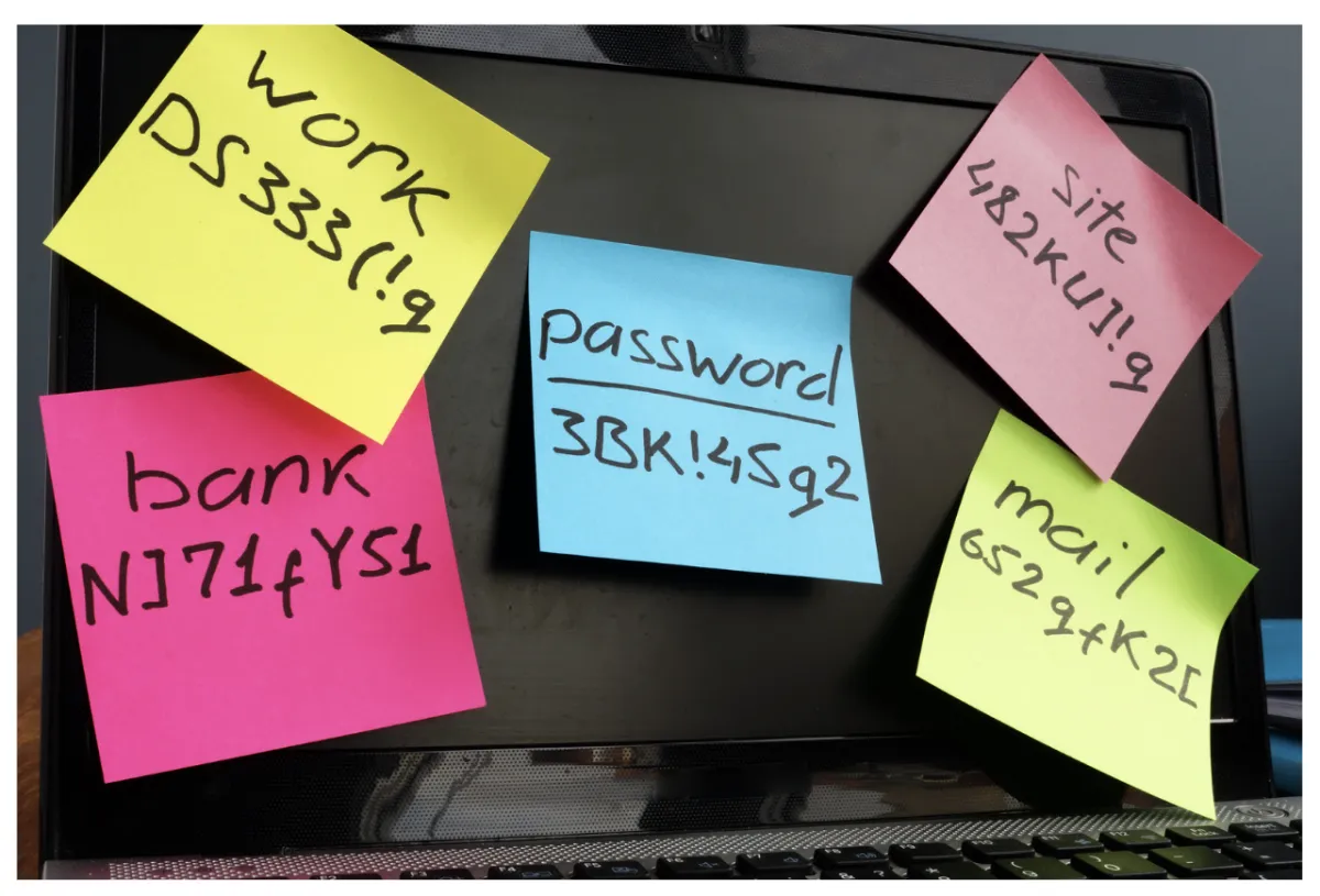 passwords on post it notes