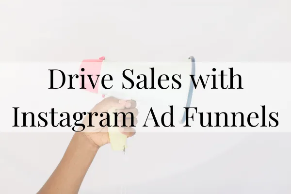 Fog horn with pink stripe being held in a hand. Cover text is Drive Sales with Instagram Ad Funnels