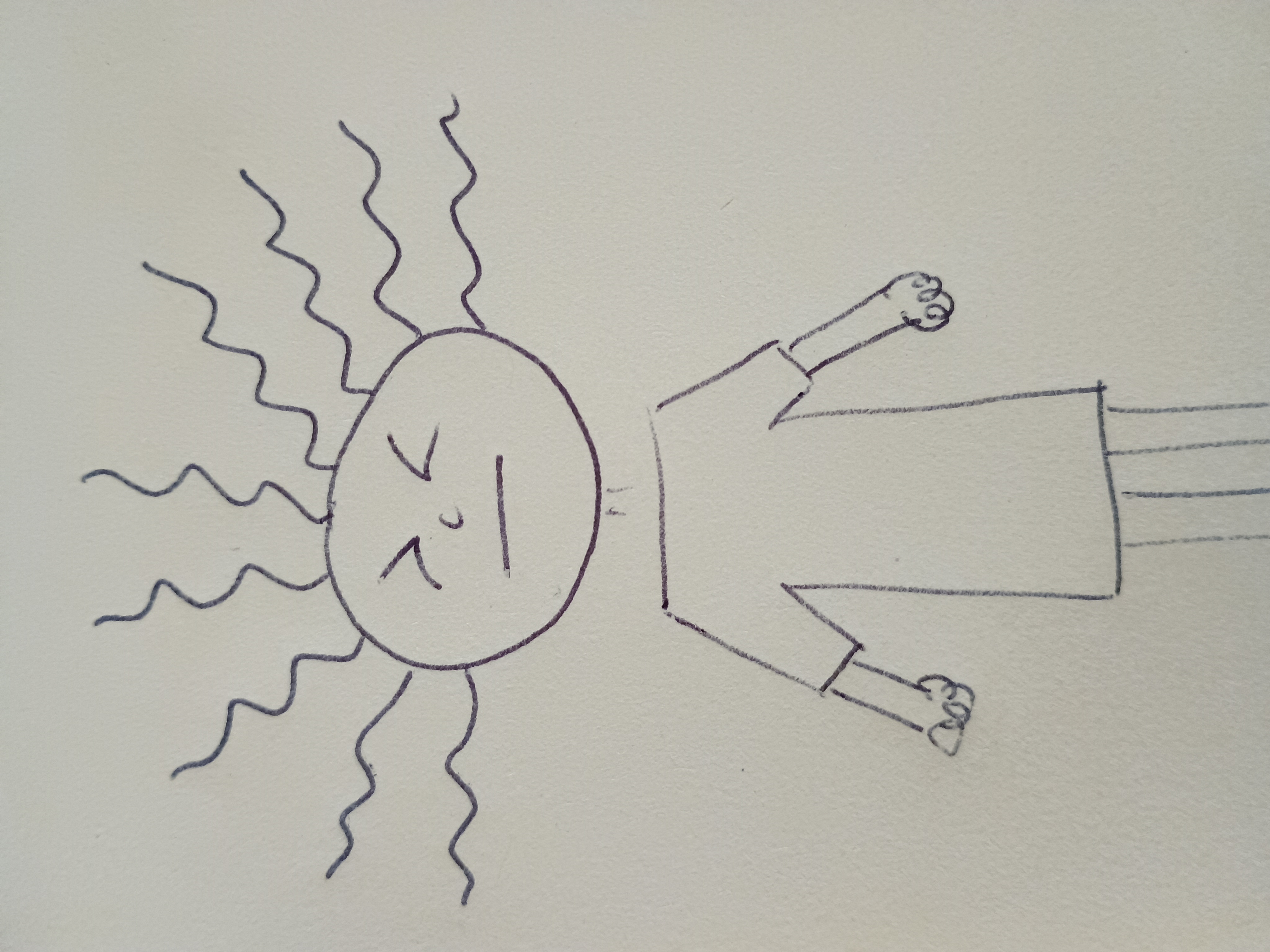 Hand drawn picture of person with hair standing on end