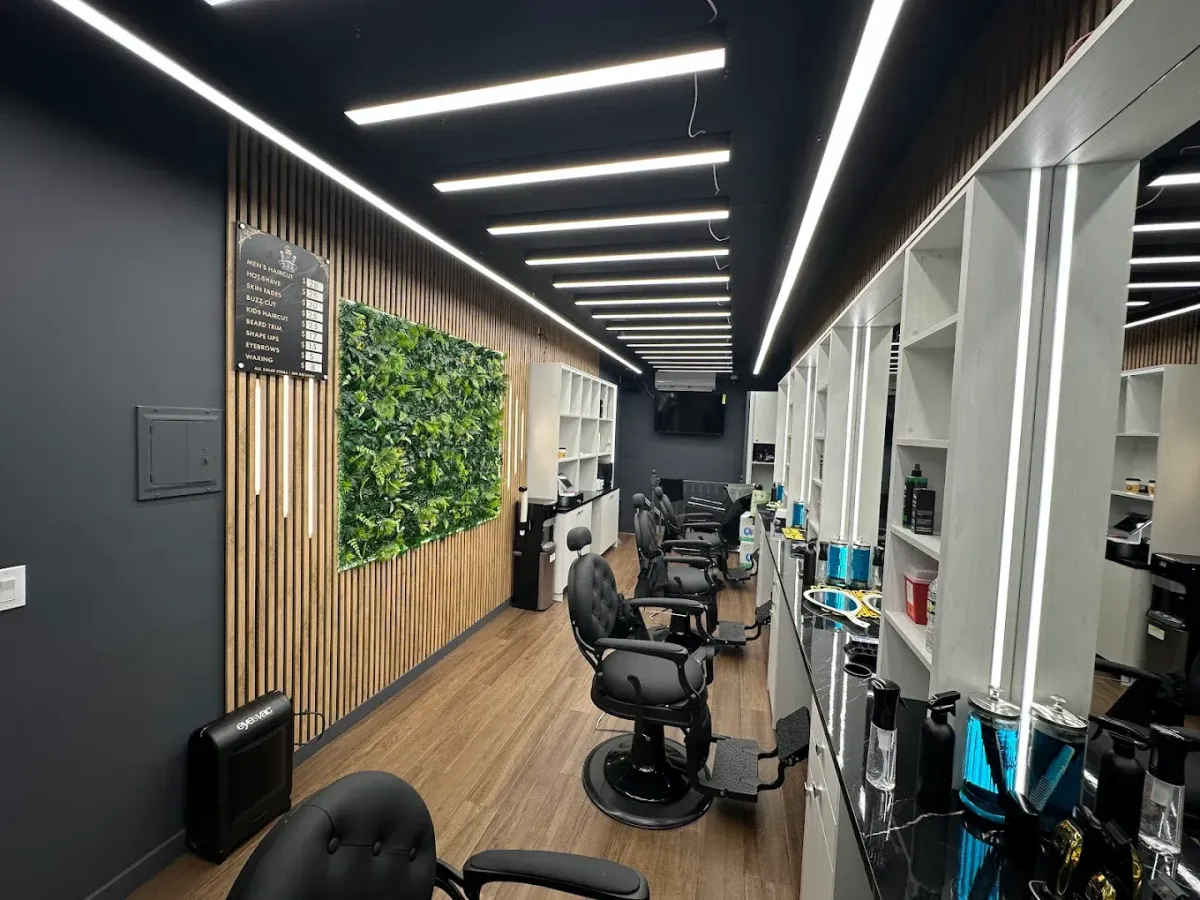 Classic Barbershop 3 NYC interior hallway with chairs and mirrors