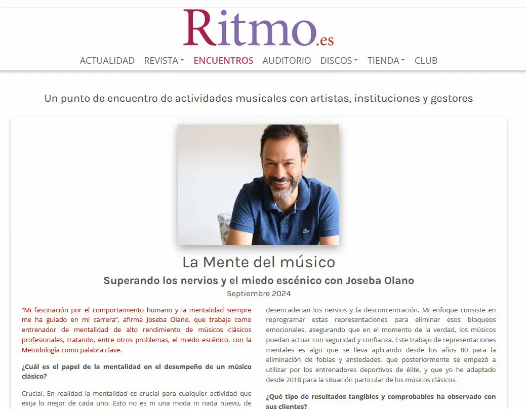 Entrevista a Joseba Olano en la revista RITMO Sept 2024