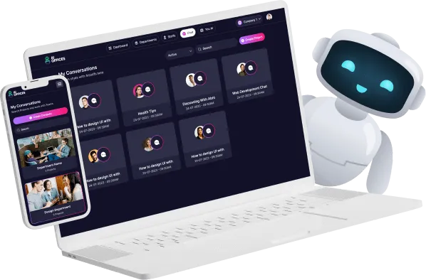 AI Offices Promo Shot Computer Smart Device Mascot in Image