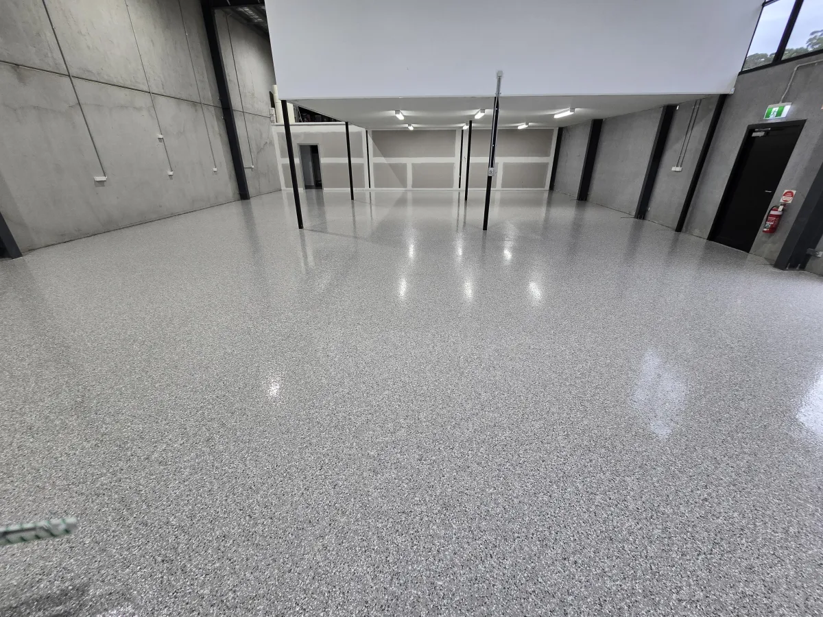 Epoxy flooring with a seamless, glossy finish in a modern space.