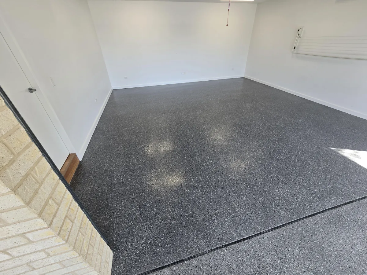 Properly maintained epoxy floor with a glossy finish