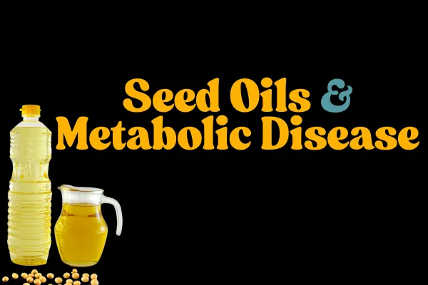Bottles of industrial seed oils like soybean, corn, and canola oil lined up on a kitchen counter—contrasted with fresh olive oil, avocados, and natural fats, highlighting the shift from traditional to processed oils.
