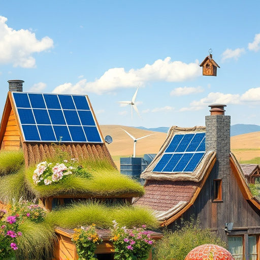 A blog cover image illustrating the theme 'DIY vs professional metal roof repair.' The left side features a cozy backyard with a rustic wooden shed, vibrant potted plants, and scattered tools, embodying a DIY atmosphere. A cartoonish, partially repaired roof displays bright colors like sunny yellows and greens, with playful arrangements of a hammer and roll of metal sheeting, which emphasize an adventurous mood. The right side showcases a sleek, modern rooftop, with neatly arranged professional tools and a ladder reaching up to it. The roof has a smooth, gleaming surface with a subtle gradient of blues and grays, representing professionalism and reliability. The contrasting roof styles heighten the theme of DIY versus professional work. A sunny sky filled with fluffy clouds creates a cheerful backdrop, while an earthy landscape grounds the scene. Additional elements include a squirrel peeking from a toolbox on the DIY side and a friendly sun wearing sunglasses over the professional roof, adding whimsy. The artwork utilizes a FolkArt style with bold, flat colors and stylized elements, promoting warmth and a sense of community amidst the contrasting themes.