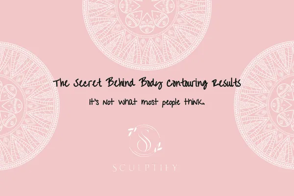 Minimal luxury spa flat lay in blush tones symbolizing consistent body contouring results.