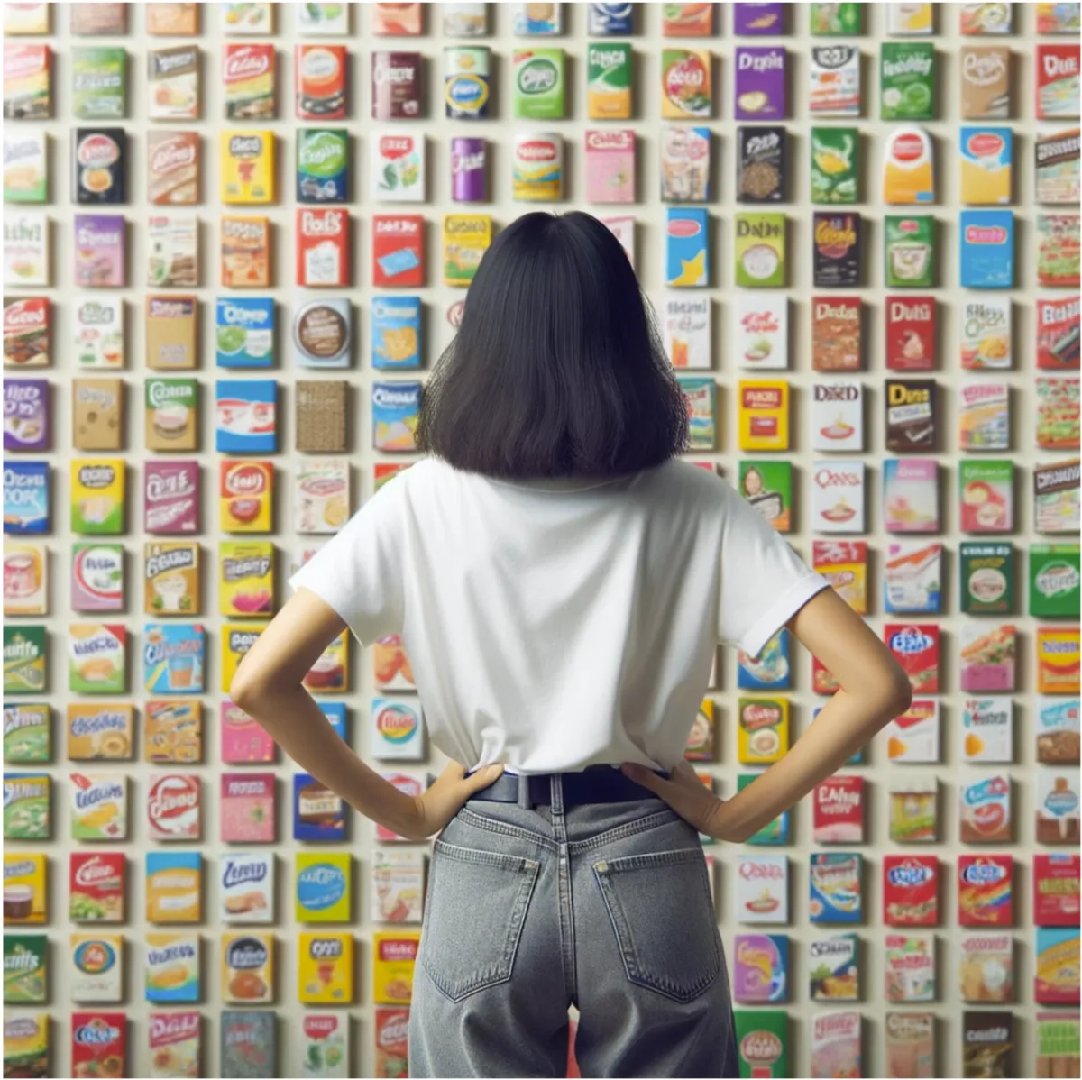 Person looking at various brands