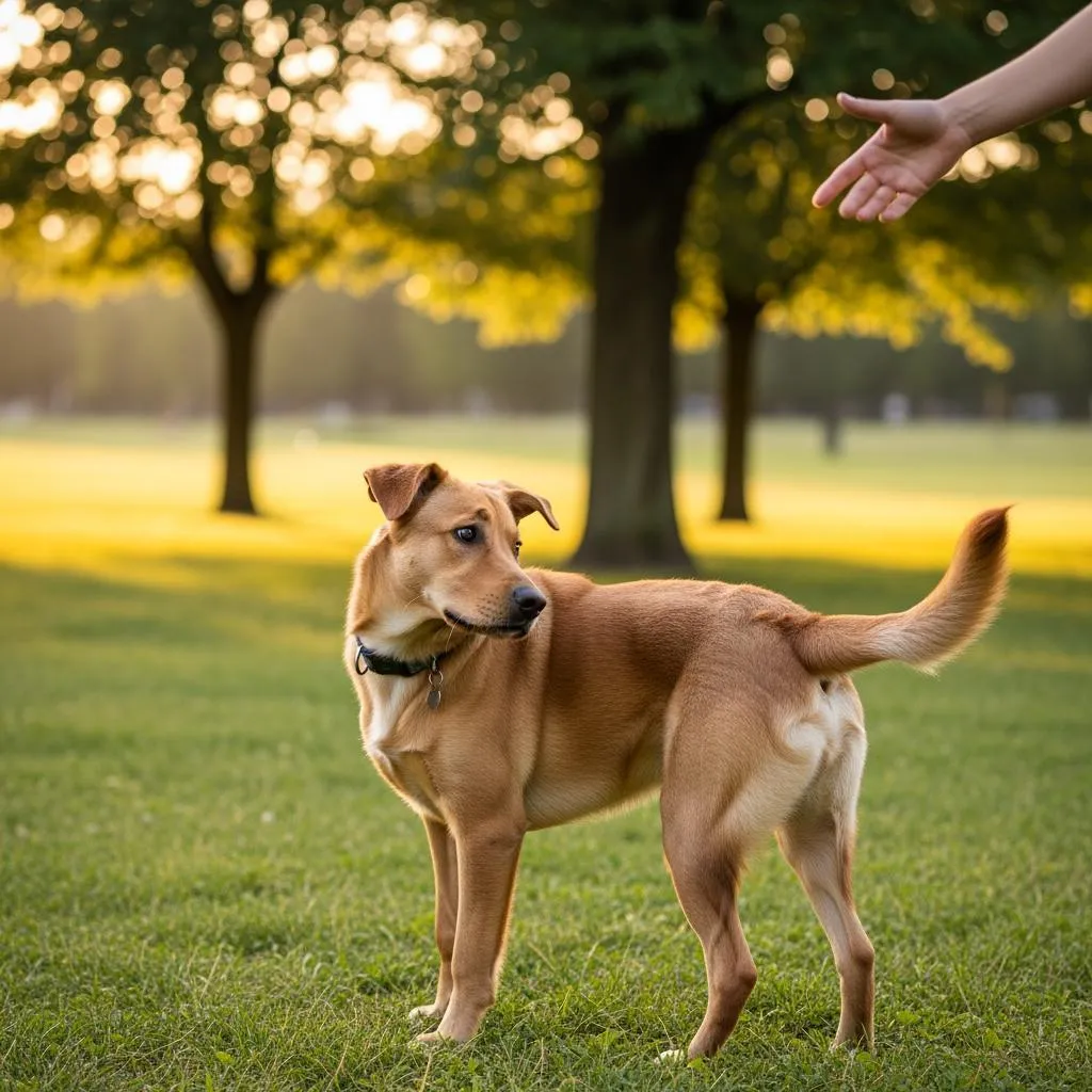 Adolescent Retriever ignoring recall command during teenage phase, demonstrating selective hearing behavior common in puppy adolescence
