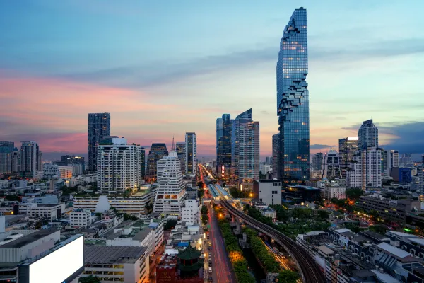 Image of a modern cityscape in Bangkok or a beautiful Thai beach