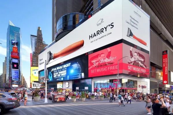 Image of a US brand logo displayed on a billboard or digital screen in an Asian city.
