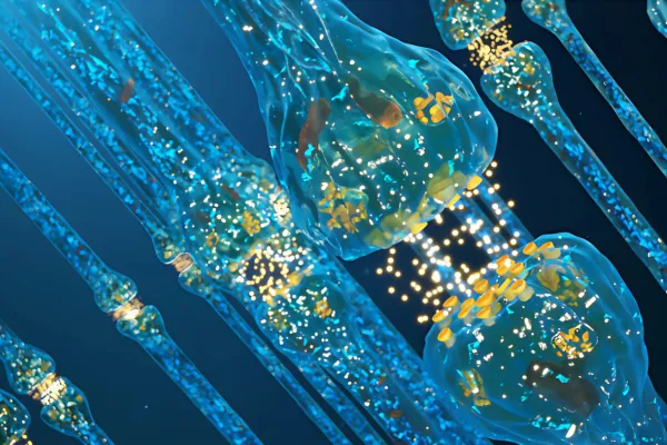 "Microscopic view of myelin damage caused by mycotoxins from mold exposure, illustrating the environmental connection to multiple sclerosis (MS)