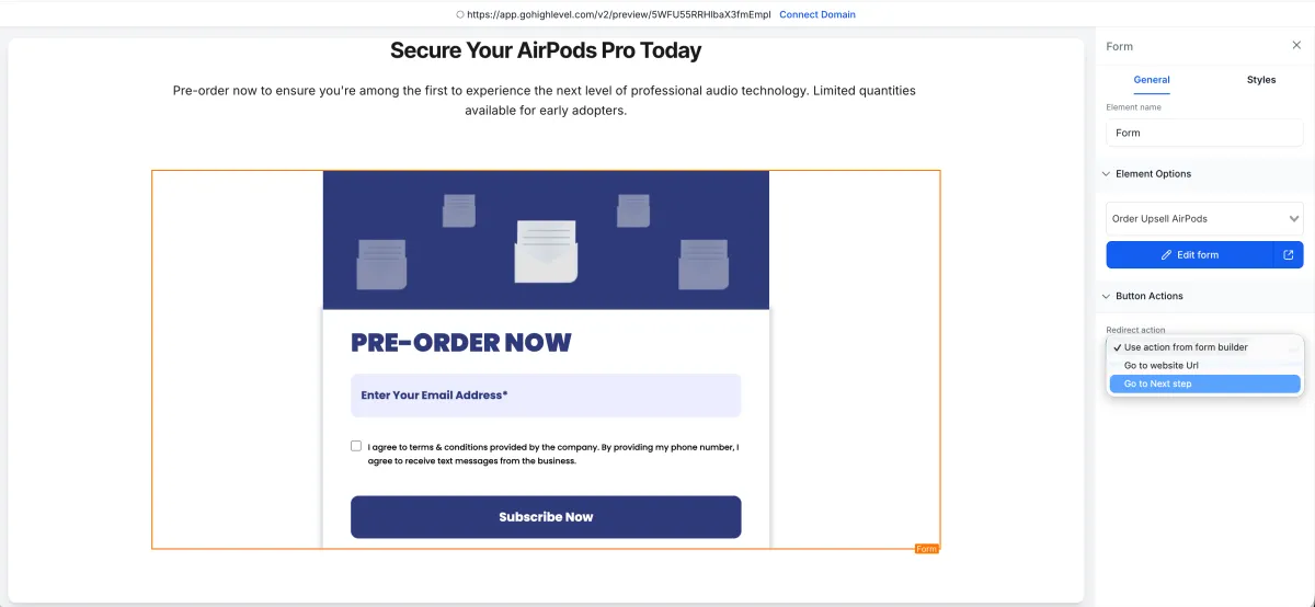 Order Upsell in Forms