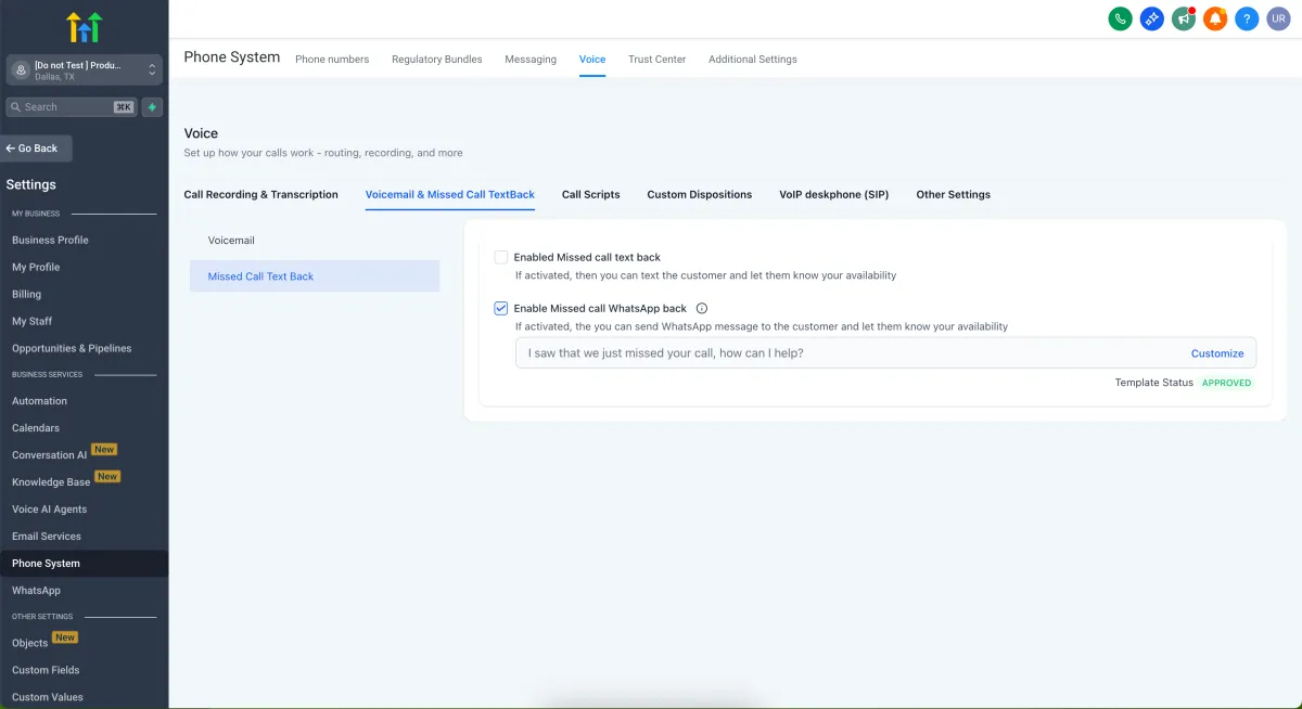 Missed Call WhatsApp Back