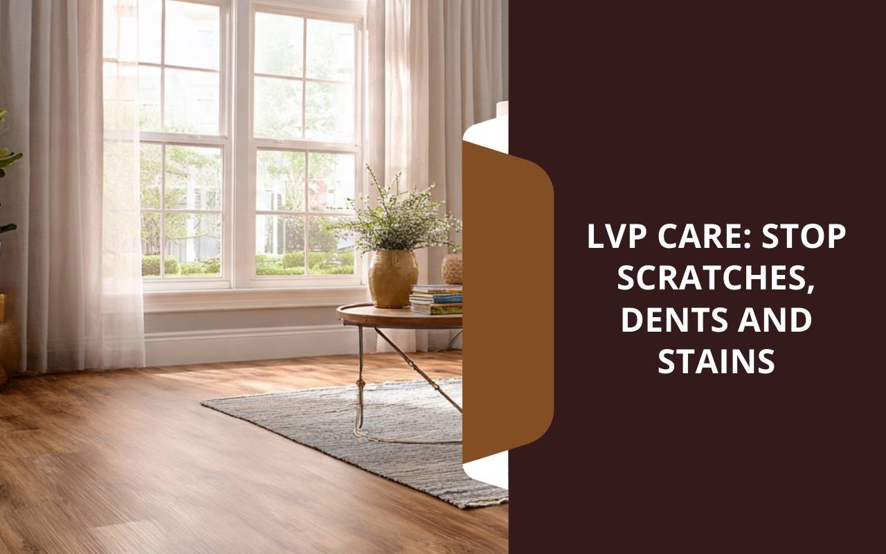 Close-up of felt furniture pads on chair legs as part of LVP care tips to avoid scratches