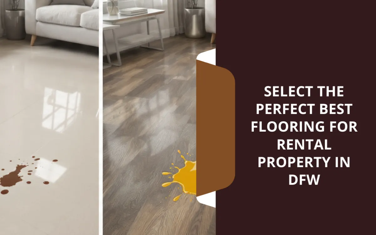 Best flooring for rental property in DFW shown as modern LVP planks in a rental living room