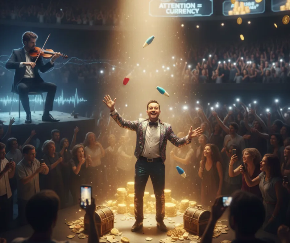 man is getting excited and happier due to the attention he got