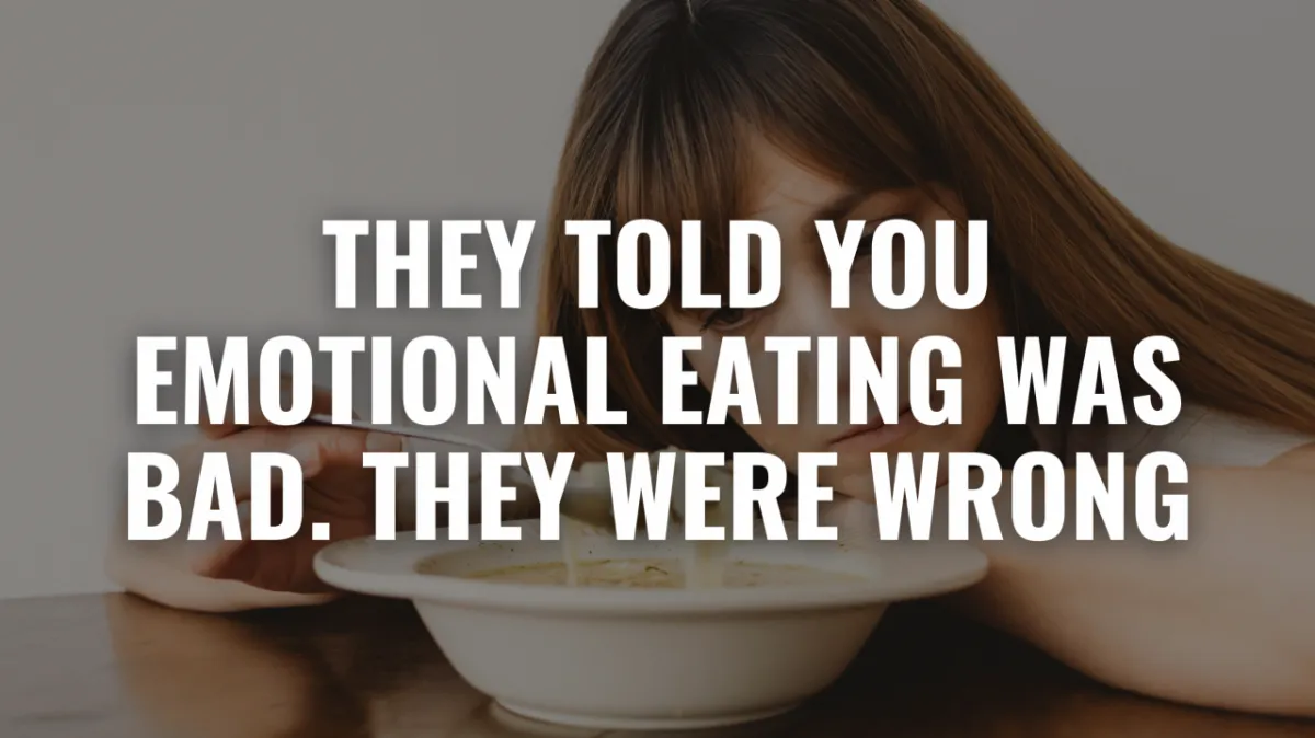 Woman eating alone looking sad representing emotional eating struggles and food relationship challenges